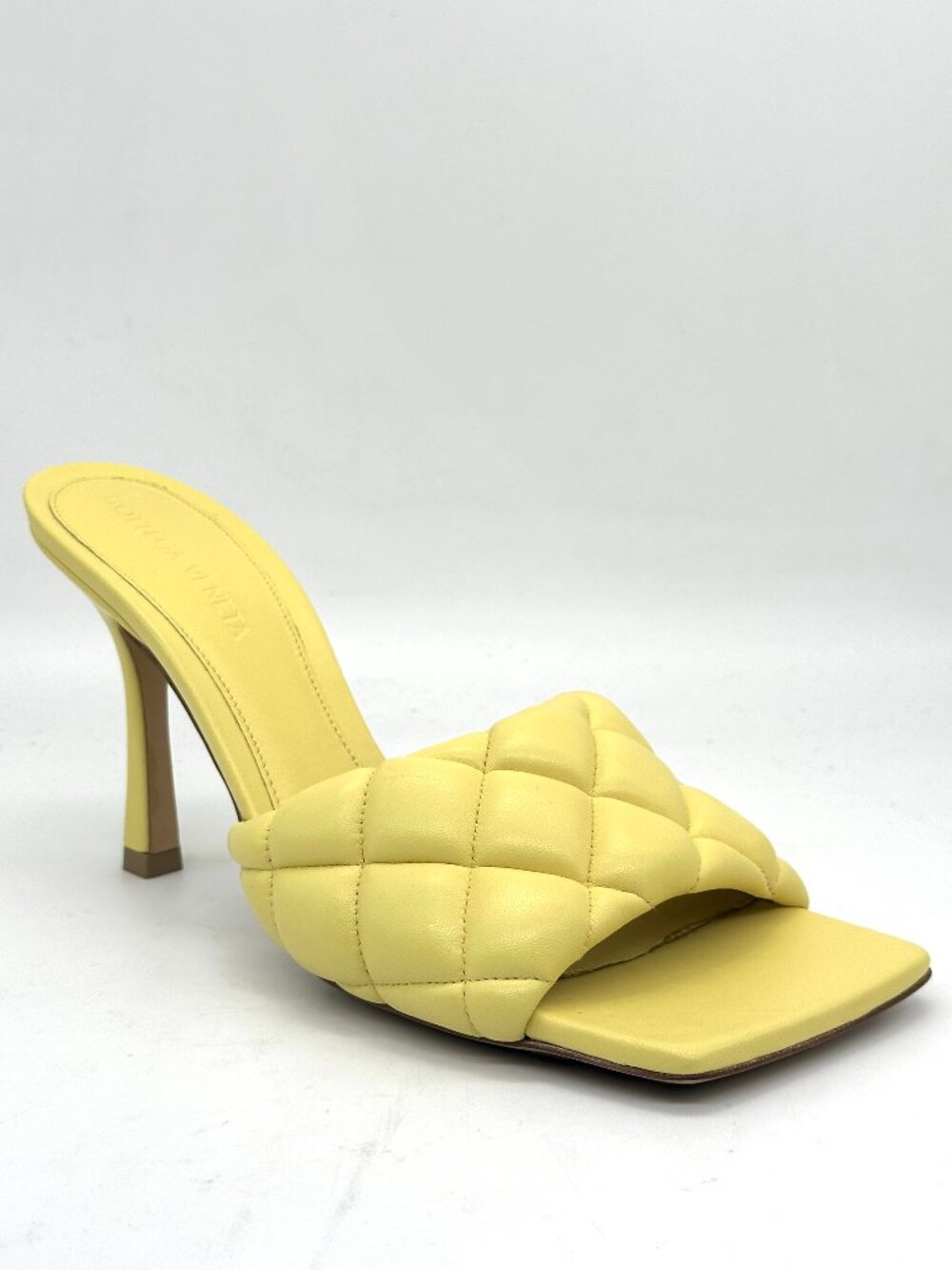 Bottega Veneta LIDO Padded Leather Square Toe Mule Sandals Heels Shoes